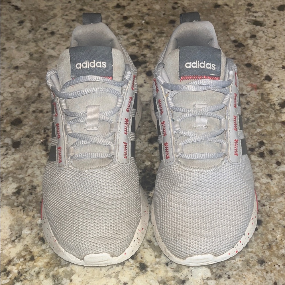 Adidas Kids Gray and Red Sneakers